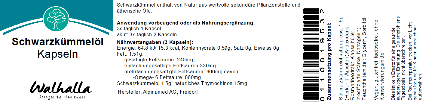 SCHWARZKÜMMELÖL KAPSELN 200 STK